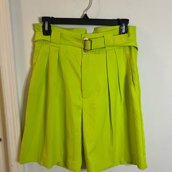 Simon Miller long length high rise tailored shorts with belt, lime green,size XS - Picture 3 of 11